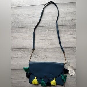 Blue Crossbody Bag with Tassels flap , New with Tag
